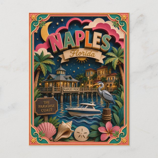 Carte Postale PopCut États Naples Floride Papier Art (Devant)