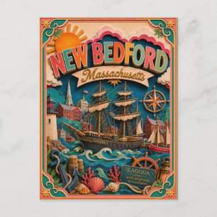 Carte Postale PopCut États New Bedford Massachusetts Art en Papi