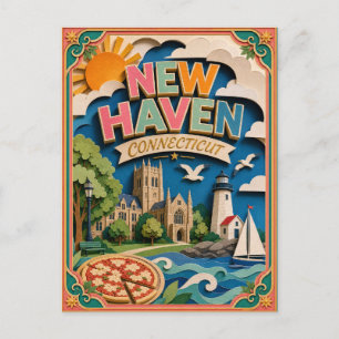 Carte Postale PopCut États New Haven Connecticut Art Papier