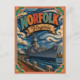 Carte Postale PopCut États Norfolk Virginie Art Papier