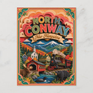 Carte Postale PopCut États North Conway New Hampshire Art en Pap