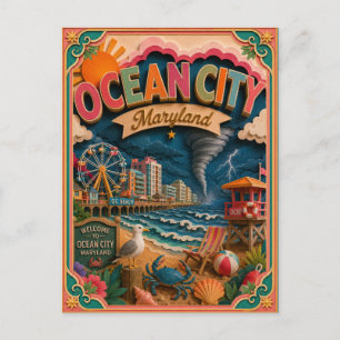 Carte Postale PopCut États Ocean City Maryland Art en Papier