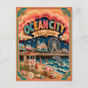 Carte Postale PopCut États Ocean City New Jersey Art en Papier