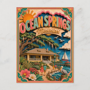 Carte Postale PopCut États Ocean Springs Mississippi Art Papier