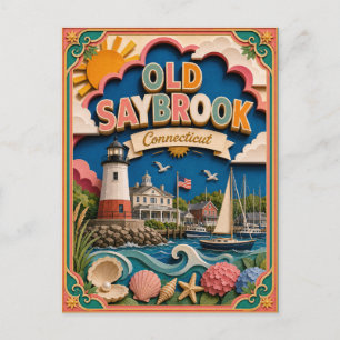 Carte Postale PopCut États Old Saybrook Connecticut Art Papier