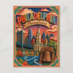 Carte Postale PopCut États Philadelphie Pennsylvanie Art Papier