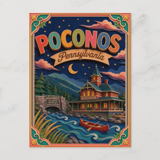 Carte Postale PopCut États Poconos Pennsylvanie Art Papier (Devant)