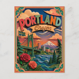 Carte Postale PopCut États Portland Oregon Art Papier