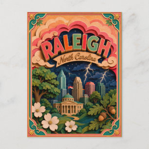 Carte Postale PopCut États Raleigh Caroline du Nord Art en Papie
