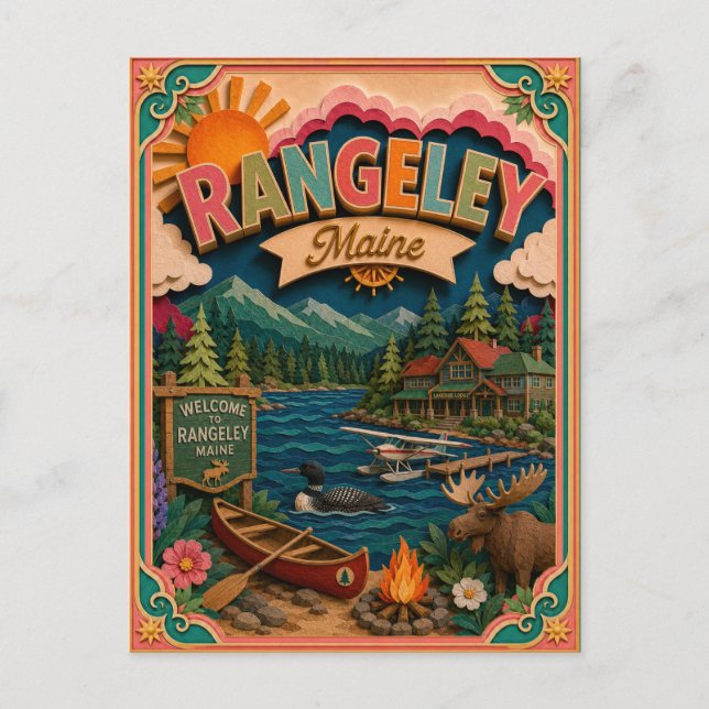 Carte Postale PopCut États Rangeley Maine Art Papier (Devant)