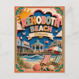 Carte Postale PopCut États Rehoboth Beach Delaware Art en Papier