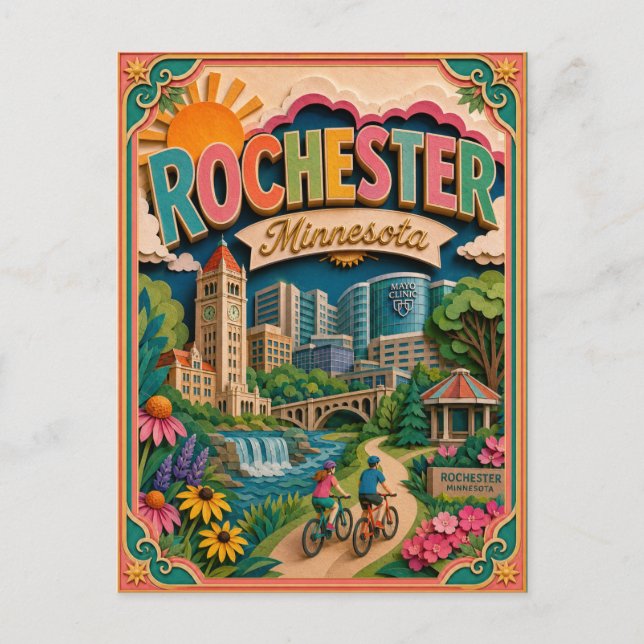 Carte Postale PopCut États Rochester Minnesota Art Papier (Devant)