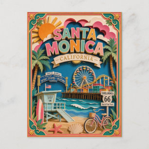 Carte Postale PopCut États Santa Monica Californie Art Papier