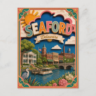 Carte Postale PopCut États Seaford Delaware Art en Papier