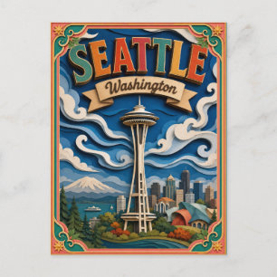 Carte Postale PopCut États Seattle Washington Art Papier