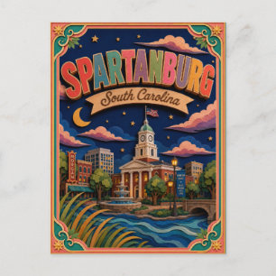 Carte Postale PopCut États Spartanburg Caroline du Sud Art Papie