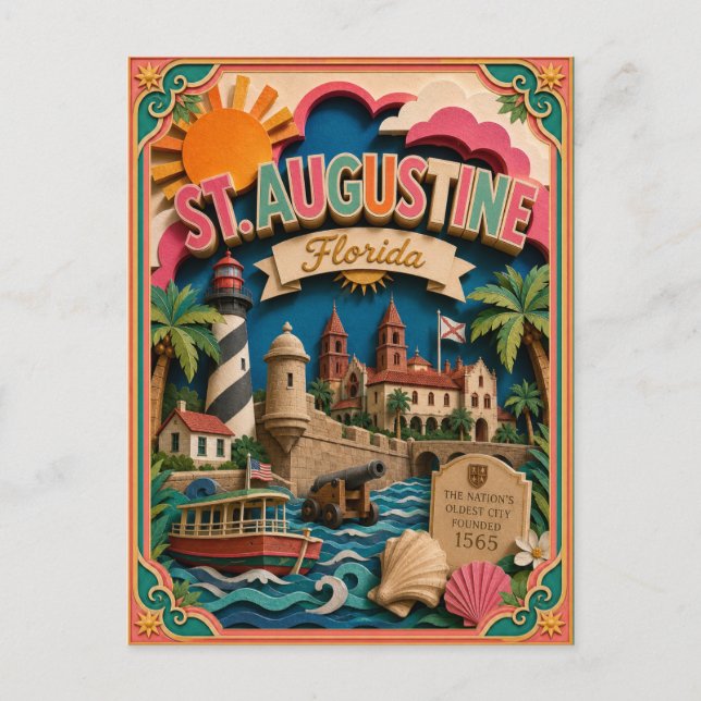 Carte Postale PopCut États St. Augustine Floride Art Papier (Devant)