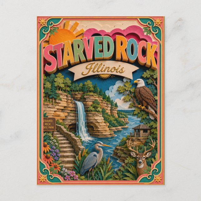 Carte Postale PopCut États Starved Rock Illinois Art Papier (Devant)