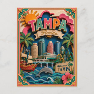 Carte Postale PopCut États Tampa Floride Papier Art
