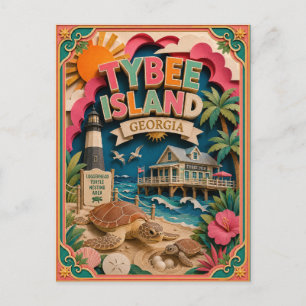 Carte Postale PopCut États Tybee Island Géorgie Art en Papier