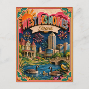 Carte Postale PopCut États West Des Moines Iowa Art Papier