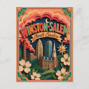 Carte Postale PopCut États Winston-Salem Caroline du Nord Art