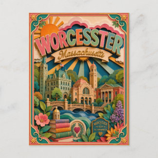 Carte Postale PopCut États Worcester Massachusetts Art en Papier