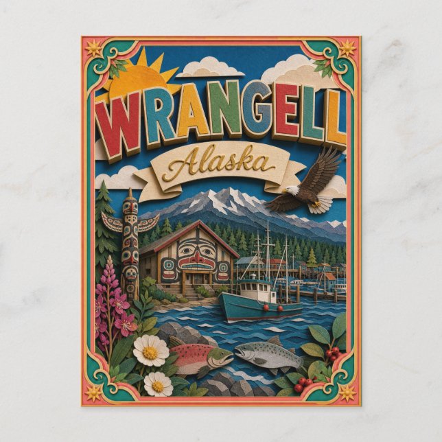 Carte Postale PopCut États Wrangell Alaska Art Papier (Devant)