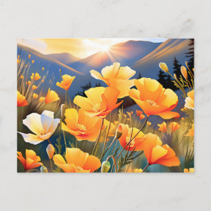 Carte Postale Poppies De Californie Dans Une prairie Lumineuse E
