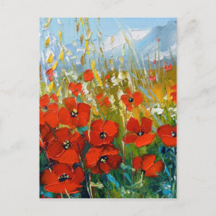 Carte Postale Poppies et montagnes