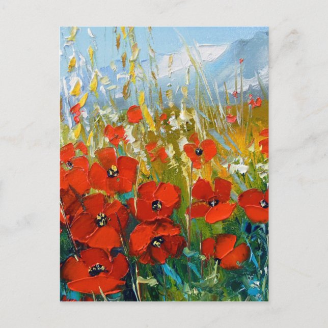 Carte Postale Poppies et montagnes (Devant)