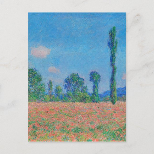 Carte Postale Poppies rouges Ciel bleu par Monet - Champ de pavo (Devant)
