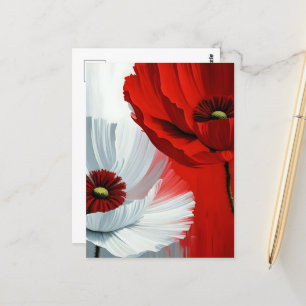 Carte Postale Poppies rouges et blanches