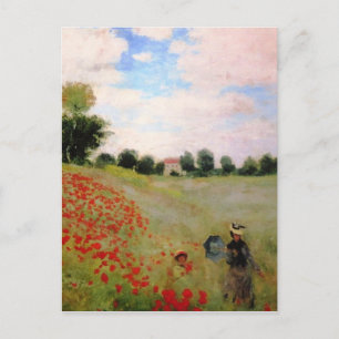 Carte Postale Poppies rouges par Monet - Poppy Field Parasol Fem
