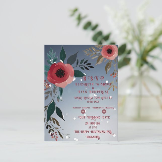 Carte Postale Poppy of Love" Collection Faire-part de mariage (Debout devant)