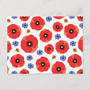 Carte Postale Poppys Et Cornflowers Motif