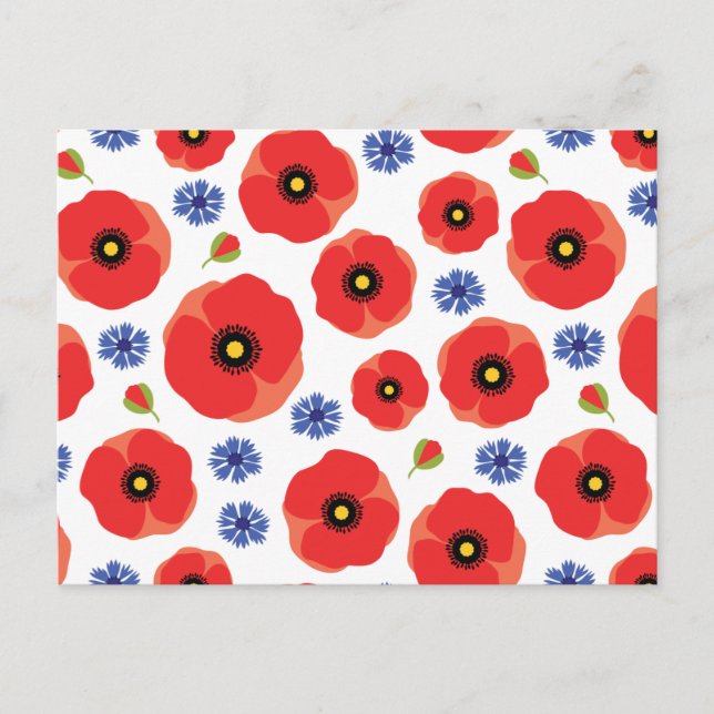 Carte Postale Poppys Et Cornflowers Motif (Devant)