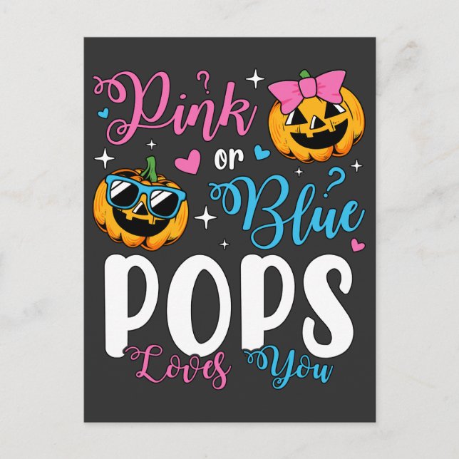 Carte Postale Pops Pink ou Blue T'aime Bébé Citrouille (Devant)