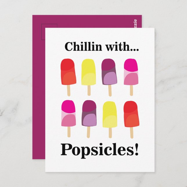 Carte Postale Popsicle coloré doux été (Devant / Derrière)