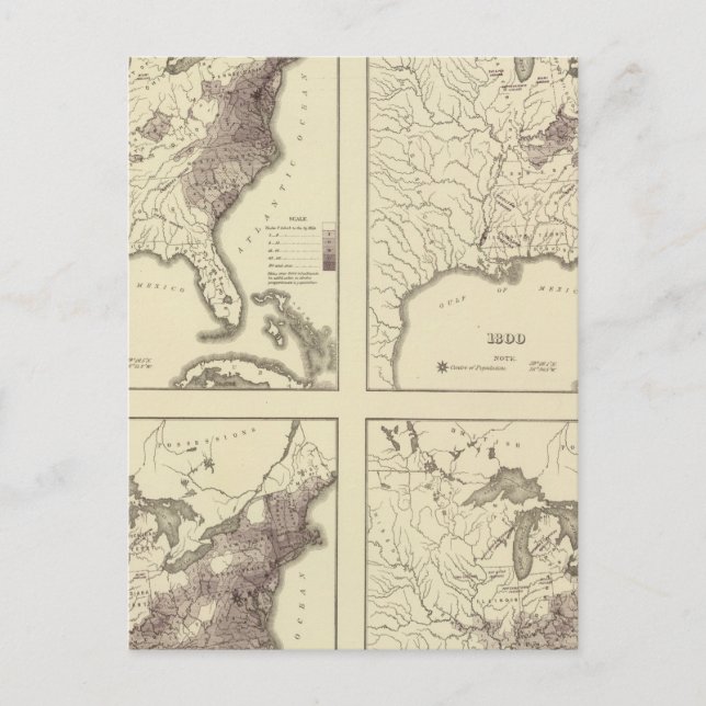 Carte Postale Population américaine 1790-1820 (Devant)