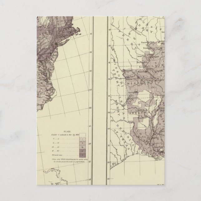 Carte Postale Population américaine 1830-1840 (Devant)