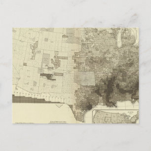 Carte Postale population codée en couleur par comté