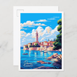 Carte Postale Porec Croatia Illustration Art vintage voyage