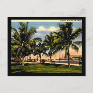 Carte Postale Port Avenue, La Havane Cuba Vintage