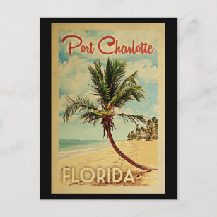 Carte Postale Port Charlotte Palm Tree Vintage voyage