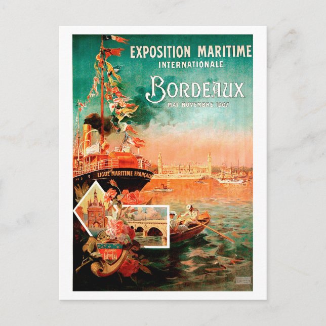 Carte Postale Port de Bordeaux, France, bateau touristique, vint (Devant)