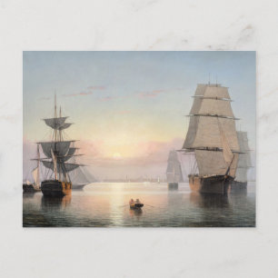 Carte Postale Port de Boston, Coucher de soleil par Fitz Henry L