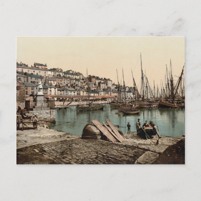 Carte Postale Port de Brixham, Devon c.1895 (Devant)
