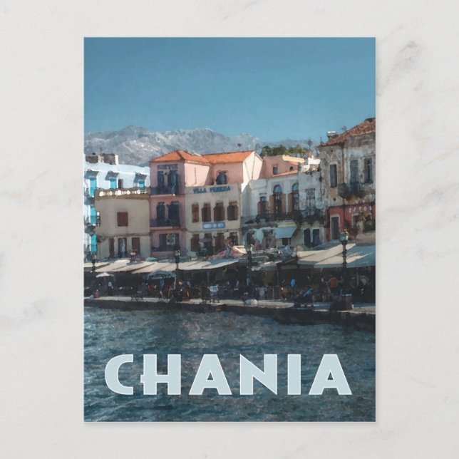 Carte Postale Port de Chania, Crète Grèce (Devant)