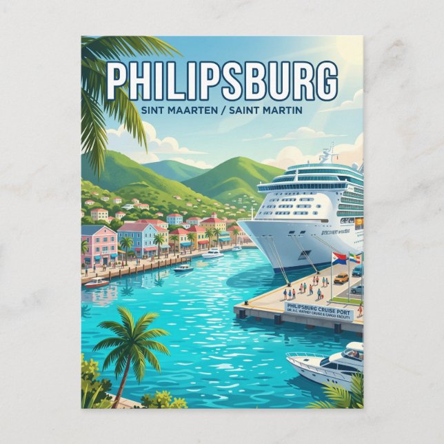 Carte Postale Port de croisière de Philipsburg (Devant)